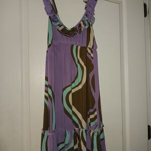 Johnny Martin Strapless Dress in Purple and Brown